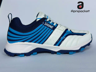 Shine New Edition Cricket Shoes ( WHITE & BLUE )