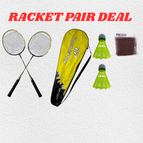 Racket Pair Deal ( Pair + 2 Shuttles + Net )